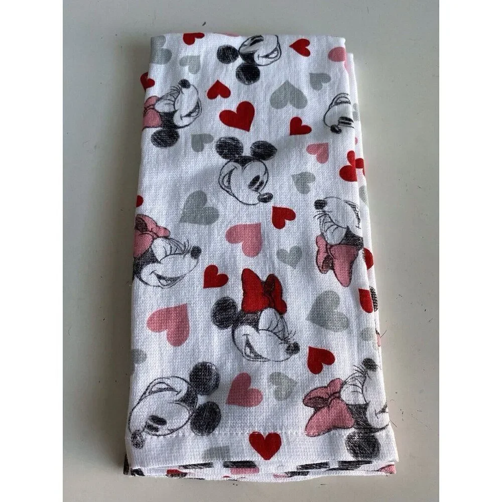 2 Pk Disney Mickey Minnie Mouse Hearts Valentines Kitchen Towels 16 X 26”‎ NEW